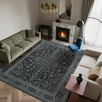 Washable Rugs 8x10 Area Rugs for Living Room,Bedroom,Dining Room- Soft Low Pile Stain-Resistant Carpet with Non-Slip Rubber Backing,Large Vintage Area Rug for Farmhouse Nursery Home Office Decor