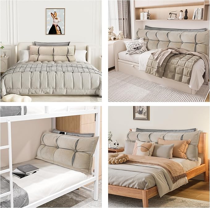 Johnear Headboard Backrest Support Pillow for Daybed Couch Reading Pillows for Sitting UP in Bed Adult, Set of 2 Pack Wedge Pillows for Twin Size Bed Chenille Throw Pillow Rectangular Bolster Pillow