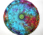 CRAFT KALA 32" Round Large Round Bohemian Floor Pillow Pouf Cover Mandala Meditation Room Pillow Cover for Adults Boho Seating Poufs Cushion Cover for Kids Playroom Multi Zodiac