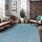 Washable Indoor Outdoor Rug 9x12 Weather Resistant Area Rugs Modern Solid for Porch Deck Balcony Backyard Patio Outside Carpet (9 X 12 Aqua Blue)
