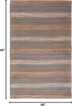 SAFAVIEH Natural Fiber Collection Area Rug - 5' x 8', Grey & Natural, Handmade Flat Weave Stripe Jute & Cotton, Ideal for High Traffic Areas in Living Room, Bedroom (NFB652F)