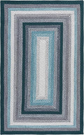SAFAVIEH Washable Rug Outdoor Braided Collection - 5' Square, Teal & Multi, Handmade & Reversible, Non-Shedding & Easy to Clean, Ideal for Patio, Backyard, Mudroom (BRD308J)