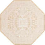 Rugs.com Outdoor Aztec Collection Rug – 5 Ft Octagon Natural Flatweave Rug Perfect for Living Rooms, Kitchens, Entryways