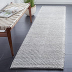SAFAVIEH Natura Collection Runner Rug - 2'3" x 15', Silver, Handmade Wool Blend, Textured Design, Ideal for Living Room, Bedroom, Dining Space (NAT425G)