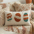 Tufted Easter Eggs Throw Pillow Cover with Soft Colorful Embroidery, Textured Fluffy Cotton Lumbar Pillow Case for Spring Farmhouse Sofa Couch Decoration, 12x20 inches, 1PCS (Cover Only)