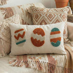 Tufted Easter Eggs Throw Pillow Cover with Soft Colorful Embroidery, Textured Fluffy Cotton Lumbar Pillow Case for Spring Farmhouse Sofa Couch Decoration, 12x20 inches, 1PCS (Cover Only)