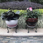 Metal Outdoor Plant Stand 11.8IN Diameter Heavy Duty Plant Pot Stands for Indoor Round Flower Pot Support Rack Set of 2,Black