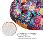 Codi Meditation Floor Pillow Set of 2, Boho Pillows Seating for Adults and Kids, Large Cushion for Yoga Living Room Tatami Sitting, Memory Foam Added, 22x22 Inch, Round Multi Patchwork