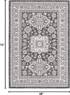 Rugs.com Outdoor Aztec Collection Rug – 4' x 6' Charcoal Gray Flatweave Rug Perfect for Living Rooms, Large Dining Rooms, Open Floorplans