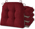 AddGrace Chair Cushions for Dining Chairs Set of 4 Kitchen Seat Cushions with Ties and Non Slip Backing Tufted Indoor Seat Pad for Kitchen Dining Room 18" x 17" x 3" Burgundy