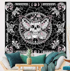 OIOVOIO Skeleton Butterfly Tapestry Skull Mushroom Wall Tapestries Hippie Nature Plants Floral Flower Aesthetic Tapestry Moon Phase Tapestries Wall Hanging for Living Room Dorm (Pink, 59” x 51”)