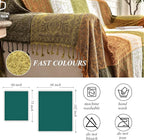 Boho Couch Cover, Bohemian Throw Blanket Tassels Hippie Decor Covers Sofa Chair loveseat Furniture Bed， Bohemian Tribal Fringe slipcover (Green, 60x75)…