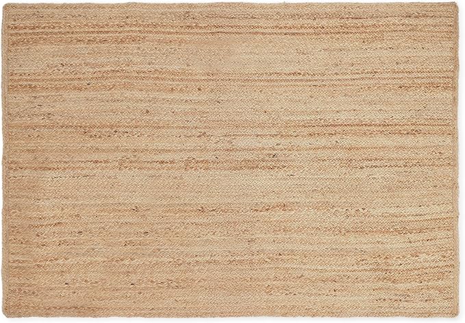 · REDEARTH · Rectangular Area Rug - 4'x6' Braided Natural Jute with Non-Skid Backing - Handwoven Boho Rug for Bedroom, Kitchen, Living Room - Farmhouse Aesthetic Home Decor - Durable Handmade Rug