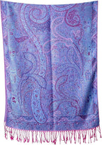 Achillea Reversible Paisley Pashmina Rave Scarf – Exotic Indian Shawls and Wraps for Evening Dresses, Festivals, All Seasons
