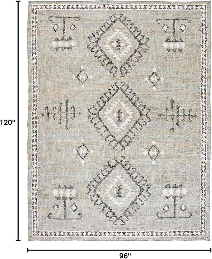 SAFAVIEH Area Rug 8x10 - Kilim Collection - Large - Blue & Black, Flat Weave Jute Design, Ideal for Living Room, Bedroom, Office, Dining Space (KLM762M)