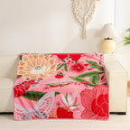 Pink Boho Floral Flannel Fleece King Size Blanket – Soft, Warm & Lightweight Fuzzy Blanket for Couch, Bed, or Sofa Decor, Cute Botanical Design Throw for Women & Girls, 108''x90''
