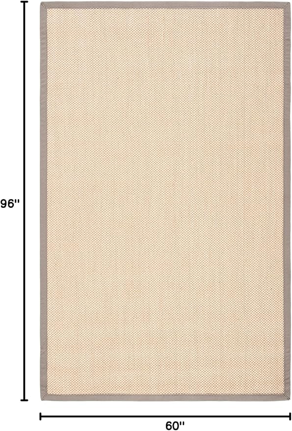 SAFAVIEH Area Rug 5x8 - Natural Fiber Collection - Maize & Grey, Sisal, Woven Design with Border (NF141G)