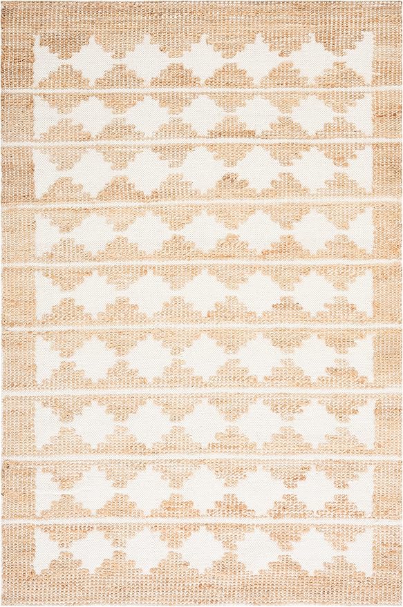 SAFAVIEH Natural Fiber Collection Accent Rug - 4' x 6', Ivory & Natural, Handmade Farmhouse Jute & Wool, Ideal for High Traffic Areas in Entryway, Living Room, Bedroom (NF511A)