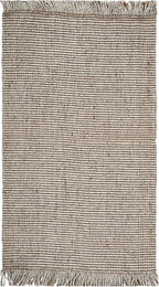 SAFAVIEH Natural Fiber Collection Accent Rug - 4' x 6', Silver & Natural, Handmade Woven Fringe Jute, Ideal for High Traffic Areas in Entryway, Living Room, Bedroom (NF826G)