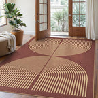 Lahome Enfys Modern Rainbow Easy Jute Outdoor Rug 5x7, Stain Resistant Red Dining Room Patio Rug, Farmhouse Non Slip Non Shedding Indoor Outdoor Carpet for Living Room Office Bedroom Deck Backyard