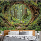 Accnicc Forest Tapestry Green Nature Tree Wall Tapestry for Bedroom Aesthetic Jungle Outdoor Landscape Large Tapestries Wall Hanging for Dorm Living Room Decor 80 x 60 Inch