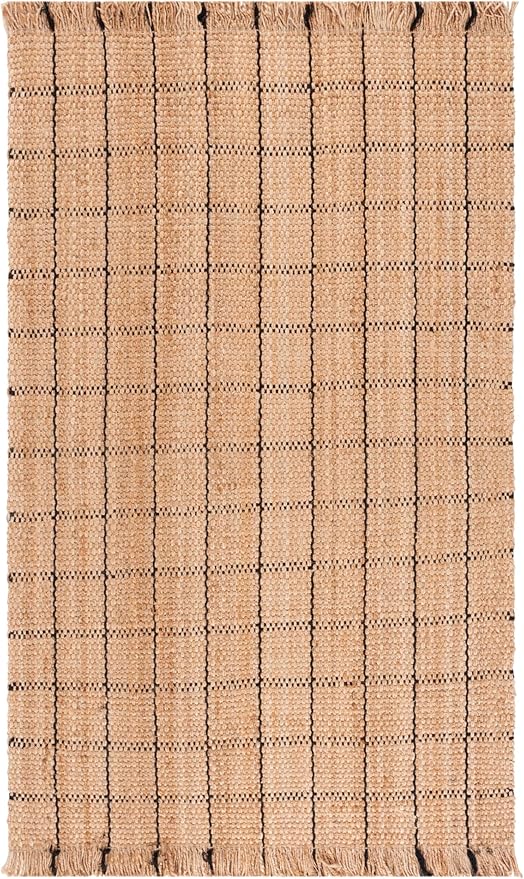 SAFAVIEH Natural Fiber Collection Area Rug - 6' x 9', Natural & Black, Handmade Jute, Ideal for the Living Room, Dining, Bedroom (NF602Z)
