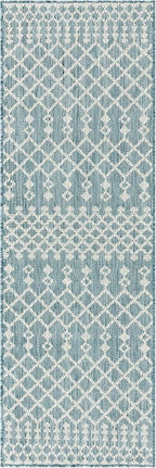 Nourison Home Positano Aqua 2' x 6' Area Rug - Easy Clean, Non Shedding, Bed Room, Living Room, Dining Room, Kitchen (6' Runner)
