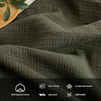 FOSSA Muslin Blanket with Fringe - 4-Layer 100% Cotton Gauze Super Soft & Breathable Throw -Lightweight Decorative Cooling Blanket for Bed, Sofa, Office -Oversize Queen Size 98" × 98" (Olive Green)