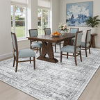 7x9 Area Rug for Living Room Washable Abstract Vintage Soft Thin Indoor Floor Non-Slip Carpet for Bedroom Dining Room Grey