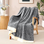 WRENSONGE Throw Blanket Cationic Dyeing Black Soft Cozy Fluffy Warm Hand Made Weave Throw Blankets for Couch, Sofa, Chair, Bed, Camping, Picnic, Travel Lightweight Bed Blanket - 60"x80"