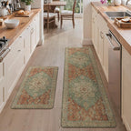 GENIMO Kitchen Mats for Floor 2PCs, Washable Anti Fatigue Mat for Cushioned, 23.6"x71"+20" x 32", Waterproof Kitchen Rugs, Non Slip Comfort Standing Mat Rug for Home, Sink, Laundry, Multi Color