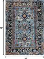 SAFAVIEH Area Rug 4x6 - Vintage Hamadan Collection - Light Blue & Black, Traditional Persian Design, Non-Shedding & Easy to Clean, Ideal for Living Room, Bedroom, Dining Space (VTH211M)