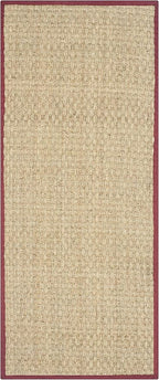 SAFAVIEH Natural Fiber Collection Runner Rug - 2'6" x 12', Natural & Red, Seagrass, Basketweave Pattern with Border (NF114D)