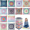 Ganeen 12 Pcs Floor Cushions for Classroom 16'' Boho Kids Seating Pillow Flexible Floor Cushions Meditation Pillows for Toddler Sitting Home School Classroom Kindergarten Daycare Nursery(Square)