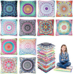 Ganeen 12 Pcs Floor Cushions for Classroom 16'' Boho Kids Seating Pillow Flexible Floor Cushions Meditation Pillows for Toddler Sitting Home School Classroom Kindergarten Daycare Nursery(Square)