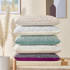 Decorative Couch Throw Pillow Covers 20x20 Set of 2 Purple Striped Soft Wool Pillow Covers Neutral Textured Boho Cushion Covers for Modern Farmhouse Sofa Bedroom Living Room Decor SY012-E20