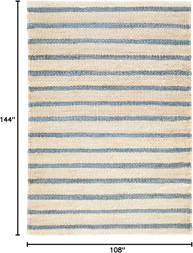 Dash & Albert Moana Stripe Handwoven Jute Rug, 8.5 X 11.5 Feet, Blue/Multicolored Stripe Pattern