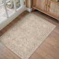 Brown 2x3 Area Rug Entryway Washable Vintage Carpet Door Mat Small Indoor Non Slip Soft Low Pile Thin Stain Resistant Distressed Accent Throw Rug for Kitchen Bathroom Entrance Bedroom