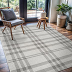 CAMILSON Easy Jute Rug 4x6, Indoor Outdoor Off-White Color Fiber Area Rugs for Living Room Patio and Dining Room Rug, Checkred Boho Woven Design, Easy-Cleaning, Washable Outside Carpet (4 x 6)