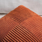 Fancy Homi Set of 2 Burnt Orange Boho Long Lumbar Body Decorative Throw Pillow Cover 14x36 Inch for Bed Couch Bedroom Bench, Soft Patchwork Corduroy Textured Pillow Case, Rustic Farmhouse Room Décor