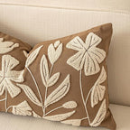 BlissBlush 20x20 Throw Pillow Cover, Square Brown Decorative Cushion Cover for Couch Sofa, Embroidered Velvet Farmhouse Accent Pillowcase (Cover Only)