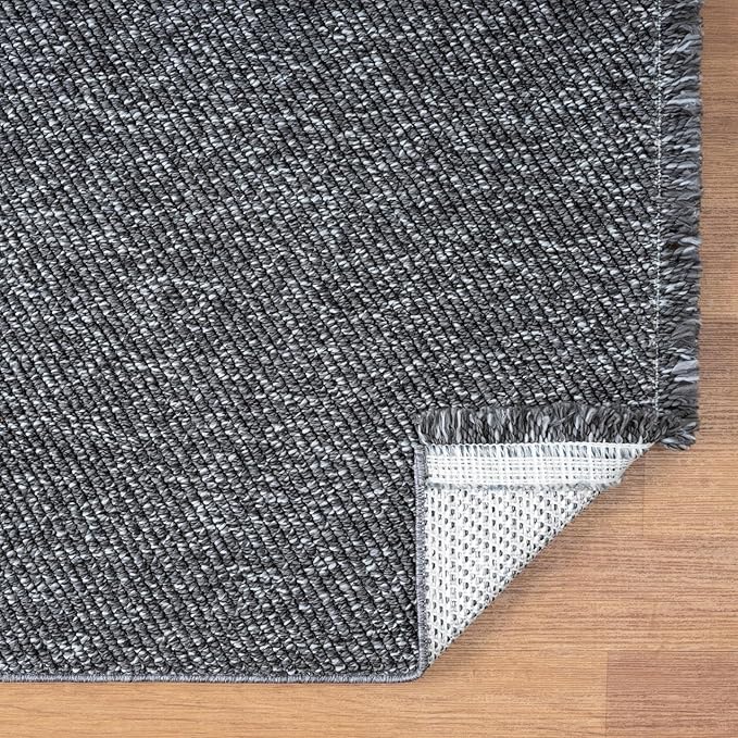 LUXE WEAVERS Solid Machine Woven Smoke 2x3 Area Rug, Indoor Stain-Resistant Carpet