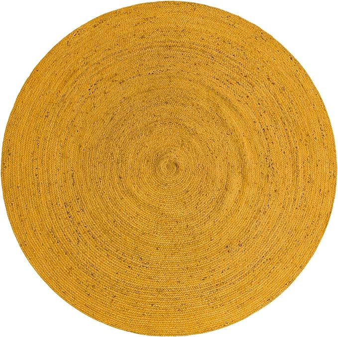 Unique Loom Braided Jute Collection Area Rug - Dhaka (8' Round, Yellow)