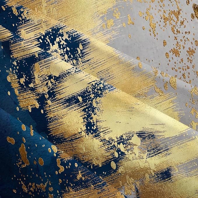 Navy Blue and Gold Pillow Covers 18 x 18 inch Set of 2 Decorative Cushion Covers Blue and Gold Square Pillowcases for Bedroom Sofa Home Decor