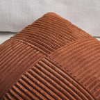 Fancy Homi 2 Packs Rust Lumbar Decorative Throw Pillow Covers 16x28 Inch for Bedroom Couch Bed, Rustic Farmhouse Boho Home Decor, Soft Striped Corduroy Rectangle Accent Terracotta Cushion Case 40x70cm