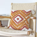 JOJUSIS Boho Throw Pillow Covers with Handmade Tassels Decorative Woven Tufted Burnt Orange Pillowcase for Couch Bedroom 18 x 18 Inch