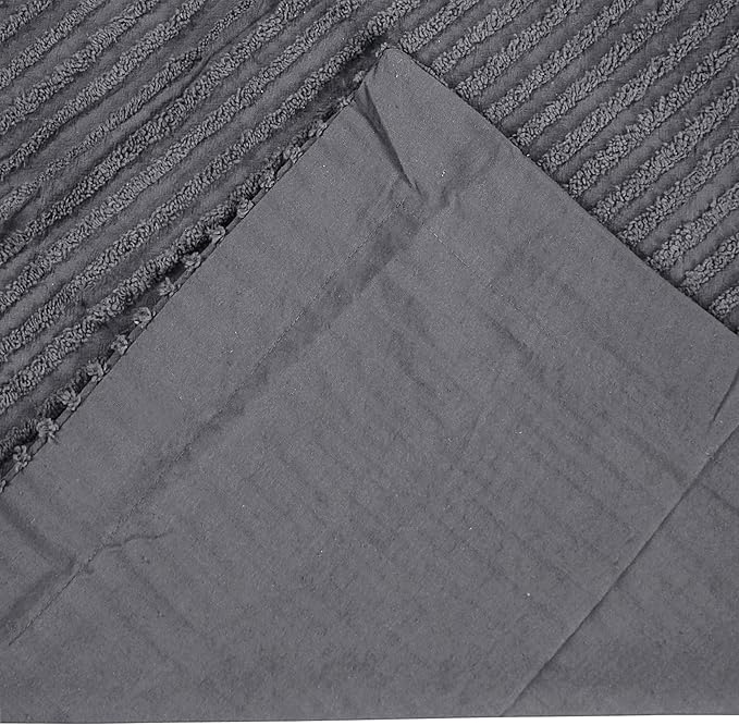 Better Trends Jullian Collection is Super Soft and Light Weight in Bold Stripes Design 100% Cotton Tufted Unique Luxurious Machine Washable Tumble Dry, Euro Sham, Gray