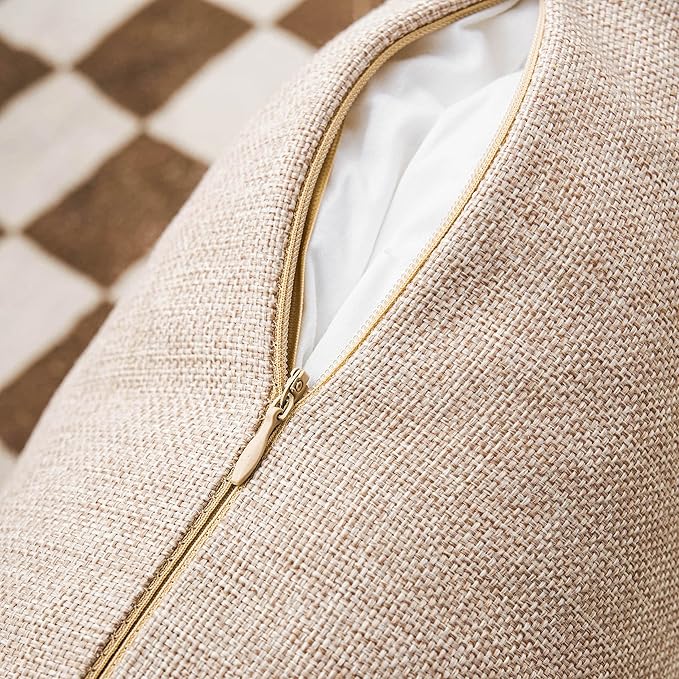 Home Brilliant Throw Pillow Covers 18x18 Lined Linen Square Pillow Covers for Couch Sofa Decor, Set of 4, Light Linen, 18 inch
