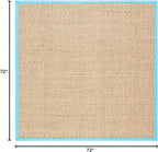 SAFAVIEH Area Rug 6' Square - Natural Fiber Collection - Natural & Turquoise, Seagrass, Basketweave Pattern with Border (NF114S)