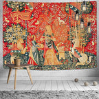 FEASRT European Royal Tapestry Medieval Maiden and Unicorn Tapestry Wall Hanging for Bedroom Living Room Dorm Decor Wall Hanging Tapestries 80x60 inch